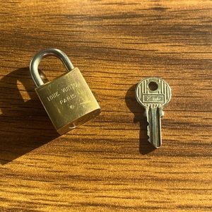 Rare Louis Vuitton Gold Pad Lock and Key - #216